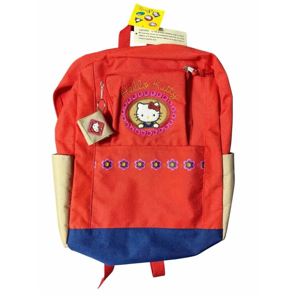 Vintage Hello Kitty Sanrio Red Backpack NWT Floral Embroidery Purse